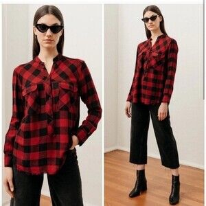 Rails Buffalo Plaid Raw Hem Button Down Shirt